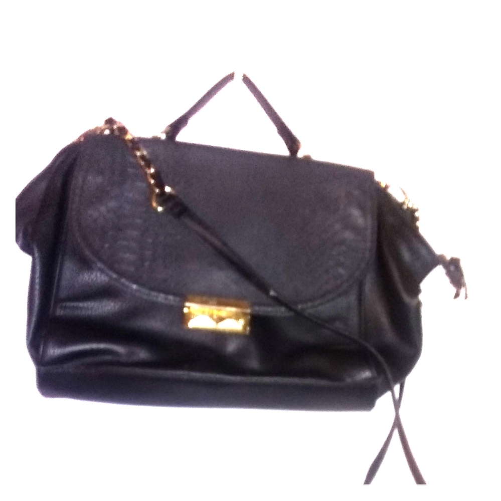 Olivia + Joy Black Flap Over Satchel